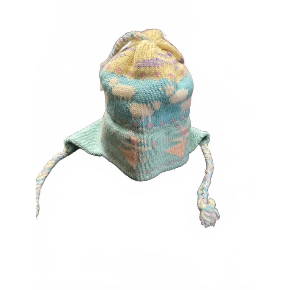 Mountain Ladies and Ewe Vermont Wool Knit Hat with Sheep Pattern